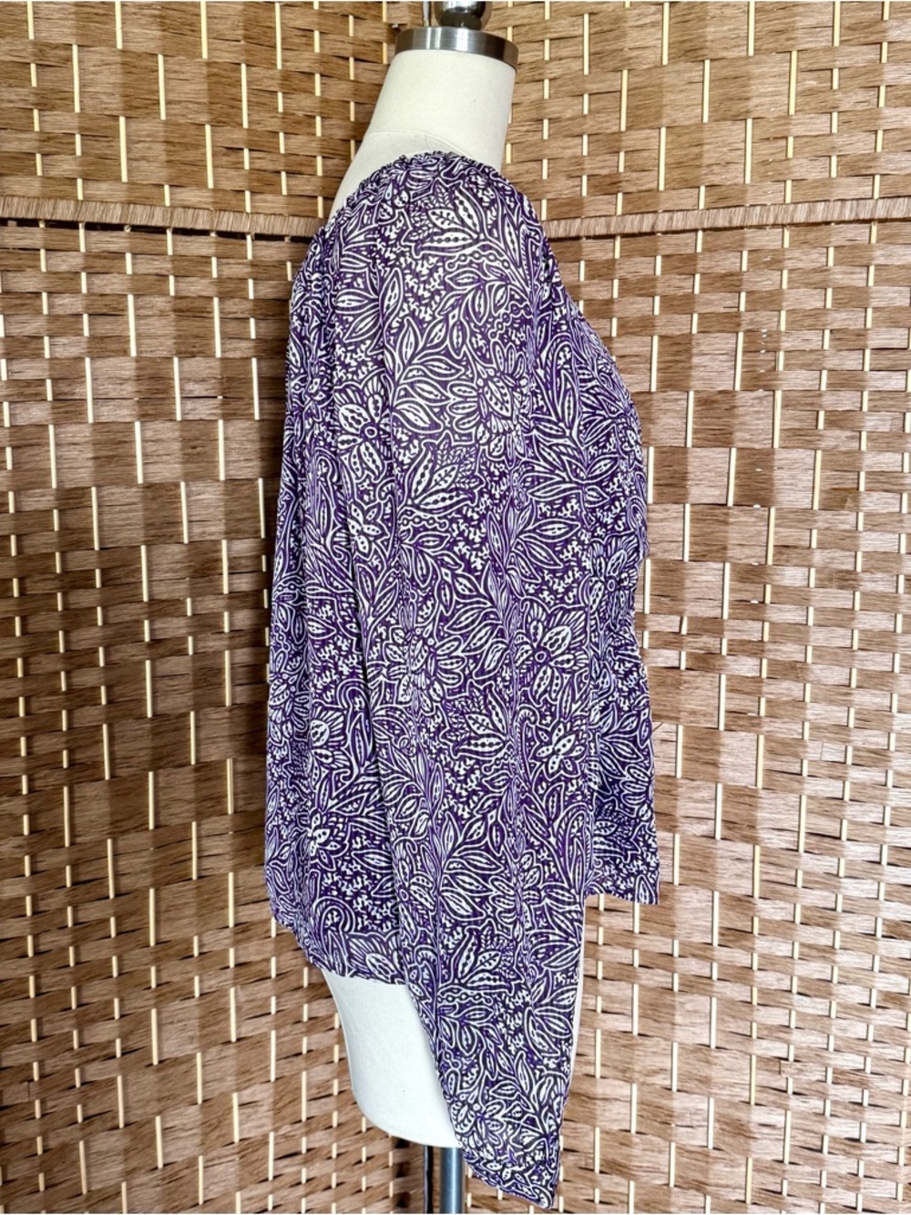 NWOT purple & white LOFT babydoll top M - Picture 5 of 12